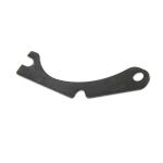 Red Star Arms FCG pin retaining plate, dark heat-treated steel, side view.