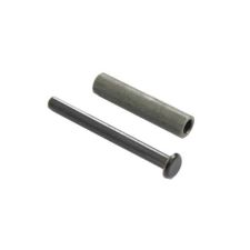 Side view of 1.5mm heat treated 4130 steel center support and rivet, in the white.