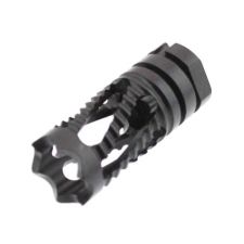 Black oxided AK-47 Phantom Flash Hider with twisted slots and 14-1 LH threads.