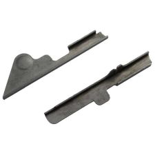 AK-Builder Yugo lower bolt guide rails with mag stabilizers, 4130 annealed steel, in the white.