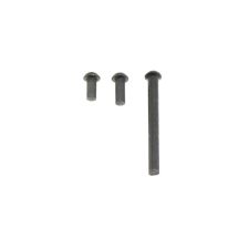 Close-up of three dark finished AK-47 scope rail rivets, arranged vertically.