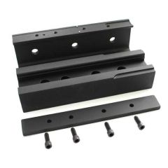 AK-Builder Flat Bending Die Set: machined steel punch, alignment pins, receiver flat, and base.