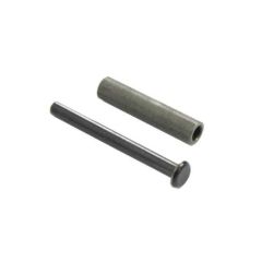 Side view of 1.5mm heat treated 4130 steel center support and rivet, in the white.