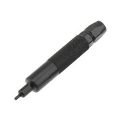 Angled view AK-Builder 2.5mm black oxided tool steel starter punch with hex head.