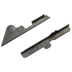 AK-Builder Yugo lower bolt guide rails with mag stabilizers, 4130 annealed steel, in the white.