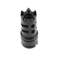 Black oxided Yugo M92/M85 26mm LH brake with castellated end and horizontal slots.