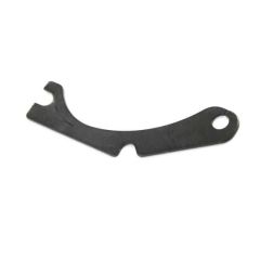 Red Star Arms FCG pin retaining plate, dark heat-treated steel, side view.