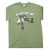 AK-Builder green 100% cotton short sleeve t-shirt, two-color screenprint.