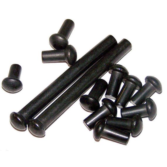 AK-Builder AK Rivet Set, black oxide coated, showing various lengths and head styles.