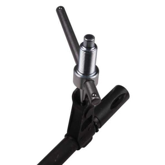 AK-Builder AKFST front sight tool's machined elevation T-handle engaging black front sight post.