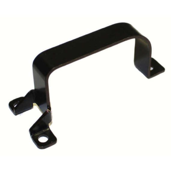 Angled view of a black Saiga 12 trigger guard with mounting holes.