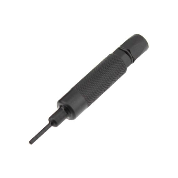 Angled view of AK-Builder 2.5mm black oxided punch with hex head, for Yugo pins.