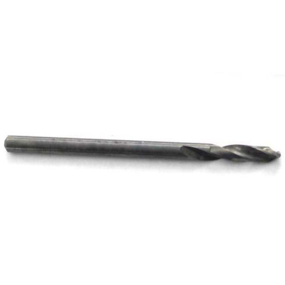 Side view of an uncoated 2.5mm screw machine drill bit.
