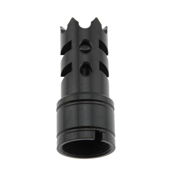 Black oxided 4140 steel Yugo M92/M85 26mm LH fishbone brake with ports.