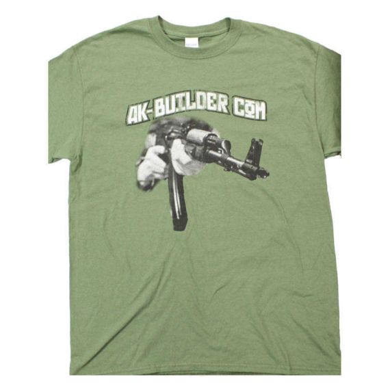 AK-Builder green 100% cotton short sleeve t-shirt, two-color screenprint.