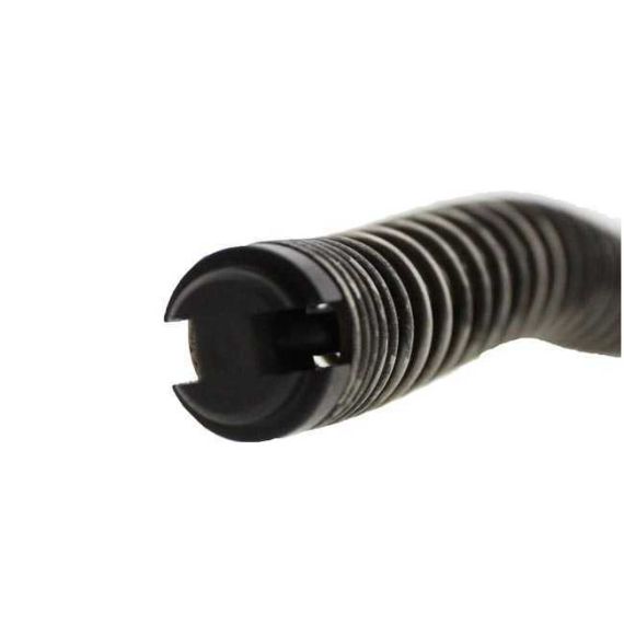 Angled close-up of AK-Builder AK Recoil Spring Retainer's black cap and spring.