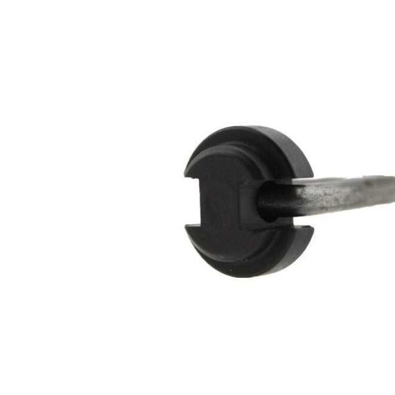 Angled close-up of black AK Recoil Spring Retainer with guide rod and cutout.