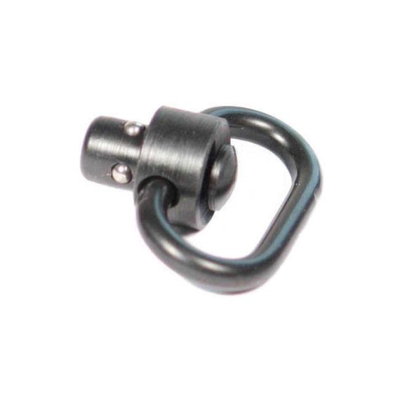 Heavy duty push button sling swivel with 1.25-inch loop and black finish