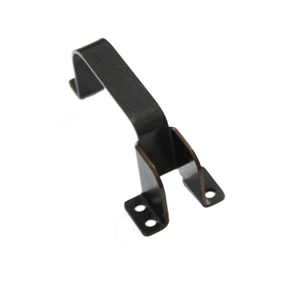 Angled view of AK-Builder undrilled AKM trigger guard, .063" 4130 steel, black oxide.