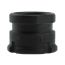 Angled close-up of AK-Builder Barrel Nut, dark finish, visible 14x1 LH threads, U.S.A. mark.