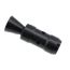 Black oxided steel 7.62 Krink 14-1 LH flash hider, angled view of conical end.