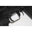 Close-up of Saiga 12 trigger guard and selector stop, black finish, installed on receiver.