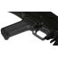 Angled close-up of AK-Builder Saiga 12 trigger guard and black textured pistol grip installed.