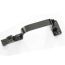Angled view of AK-Builder Saiga 12 trigger guard component, dark finished steel with rivet/screw holes.