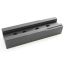 Angled view of AK-Builder machined steel flat bending die base with four alignment pin holes.