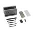 AK-Builder black oxide AKM receiver drilling fixture kit, with included drill bits and supports.