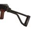 Angled view of black Polish Beryl AKM sidefolding stock, installed on receiver.