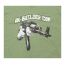 AK-Builder green t-shirt screenprint with two-color helicopter and logo text.